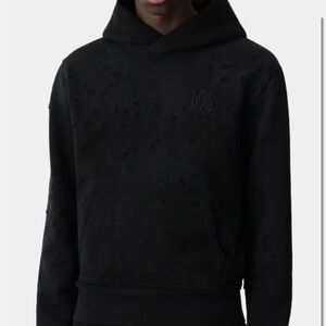 NWT Amiri Ma Shotgun distressed black hoodie